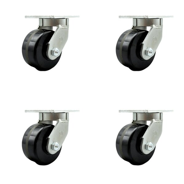 6'' Extra Heavy Duty Phenolic Wheel Swivel Top Plate Caster , 4PK